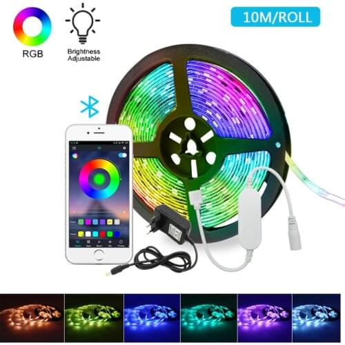 LED Bluetooth Controller Strip Light SMD 2835 5050 DC12V Waterproof 5m 10m Diode Ribbon Flexible RGB Lighting Tape +Adapter Plug