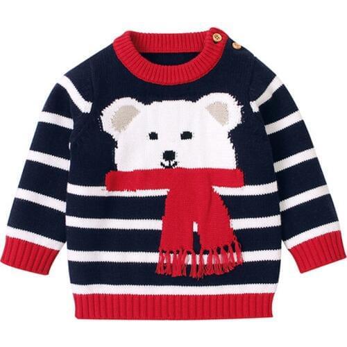 Baby Boys SweatersToddler Boy Cartoon Bear Sweater Autumn Winter Kids Pullover Tops Cotton Knitwear Baby Girls Clothing
