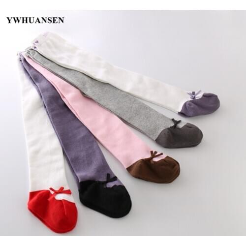 YWHUANSEN 0 to 4 Yrs Spring Summer Baby Girls Dance Shoes Tights Bowknot Children Pantyhose Combed Cotton Toddler Kids Clothes