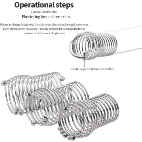 Spring Spiral Metal Penis Ring With Beads Sex Toy Men Delay Ejaculation Penis Cage Lock Male Bondage Chastity Device Sex Shop 18
