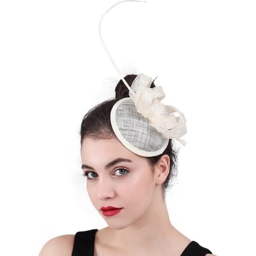 Charming Chic Wedding Chapeau Cap Ladies Women Party Chuch Fascinator Sinamay Hat Bride Mariage Headwear Hair Pin Linen Fedora