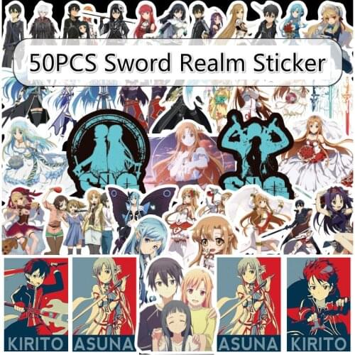 10/50Pcs Anime Stickers Sword Scrapbooking Stickers Adhesive Sticker Asna Kirito Sticker for Phone Diary Laptop F3free Shipping