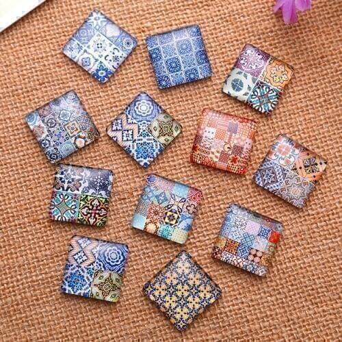 10mm/15mm/20mm/25mm Fashion Popular Bangtan Decorative Pattern Square Handmade Photo Glass Cabochons Jewelry Findings Components