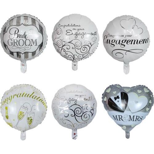 10pcs 18inch happy engagement foil balloon round heart shape balls mrs mrs wedding party decoration congraduation party