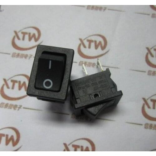 100pcs/lot Rocker switch 15 *21mm black 2-pin AC 250V 6A Black Plastic Connectors