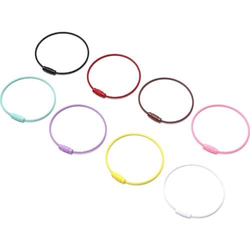 2pcs/lot Keychain Rope Stainless Steel EDC Keyring Cable Wire Screw Lock Circle Loop Luggage Tag Holder