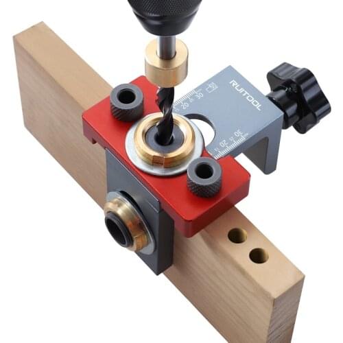 3 In 1 Adjustable Doweling Jig Woodworking Drill Locator Pocket Hole Jig With 8/10/15mm Drill Bit Hole Drilling Guide Puncher