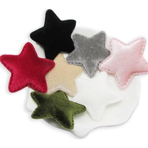 42Pcs 4.8cm Flannelette Star Shape Padded Appliques For Kids BB Clip DIY velvet Decor Ornament and Garment Accessoires wholesale