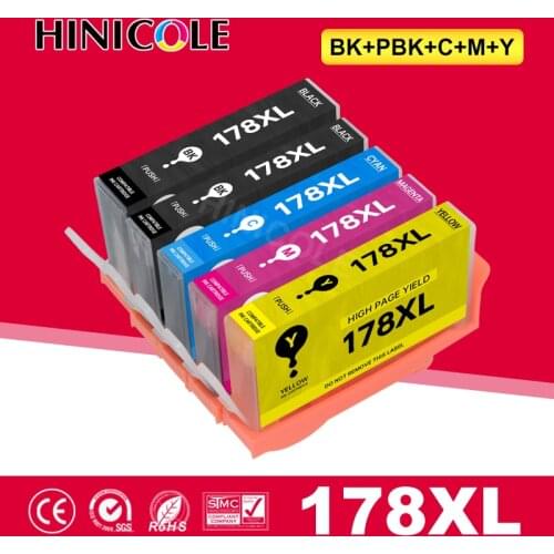 HINICOLE 5 Color Compatible Ink Cartridge for HP 178 XL for HP178 Photosmart C6380 C6300 C5300 C5383 C5380 C6383 C309a C309c