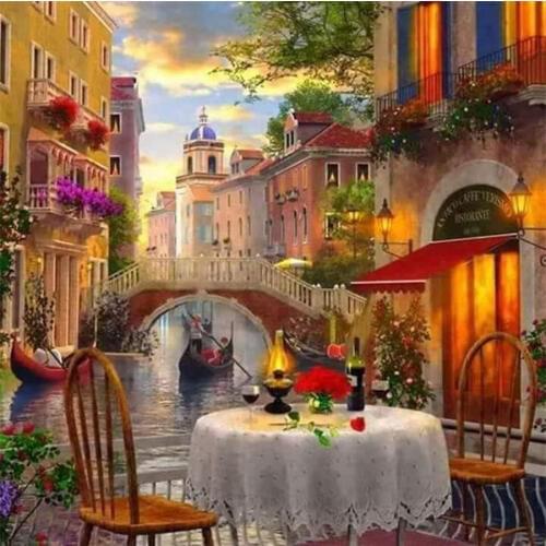 Venice Town Diamond Embroidery Home Decor Oil Scenic full Square Diamond Mosaic Flower Painting Cross Stitch Kits decoration