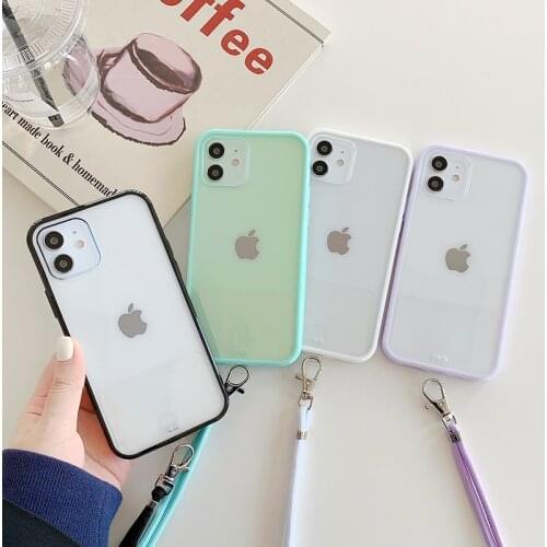 Hot Candy color Chain Necklace Phone Case For apple iphone 7 8 Plus X XS XR MAX 11 Pro 12 se Lanyard Neck Strap Cord Rope Cover