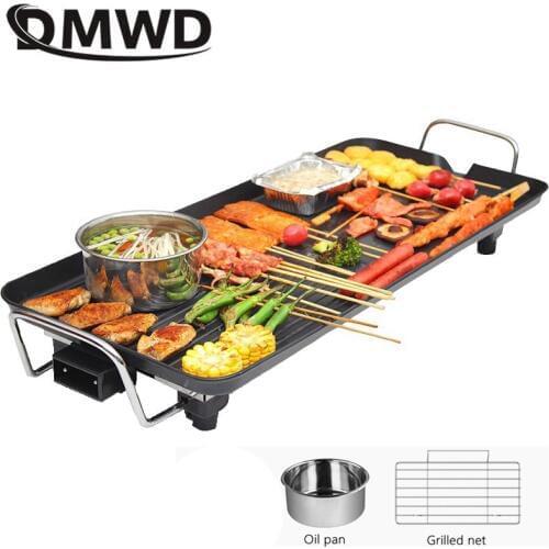 DMWD Domestic electric roasting oven Electric baking pan Korean barbecue machine Teppanyaki smoke-free non stick pot roast 110V