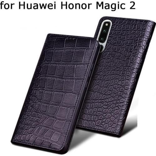 Business Flip Phone Cover for Huawei Magic2 Case Genuine Leather Skin for Huawei Honor Magic2 + Tempered Glass Screen Protector