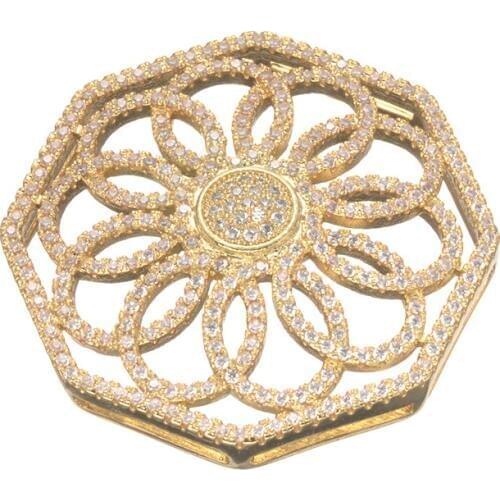 Embellishments Findings Filigree Wraps Flower Connectors For Jewelry Making Micro Pave CZ Big Pendant For Pearl Jewellery