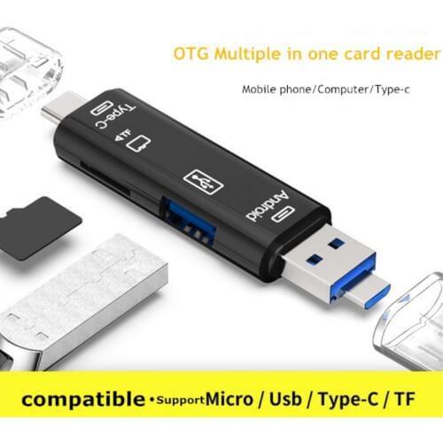 5 In 1 Micro SD Card Reader USB 3.0 OTG Card Reader SD TF Type C USB C Micro USB Memory Card Reader Adapter for PC Computer