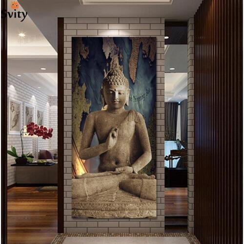Free shipping buddha art canvas Wall art buddha Picture landscape Canvas painting Modern living room Decorative