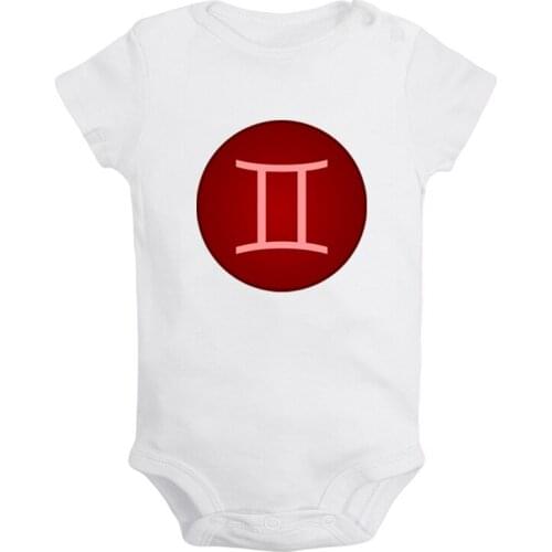 12 Constellation For Gemini Leo Libra Pisces Printed Newborn Baby Girl Boys Clothes Short Sleeve Romper Outfits 100% Cotton