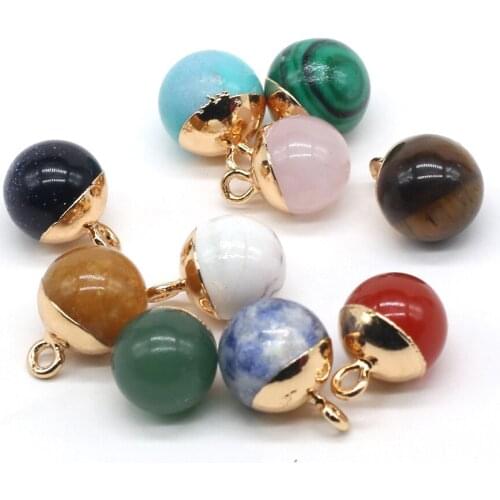 2Pcs Natural Stone Pendant Round Semi-precious For Jewelry Making Charms DIY Necklace Earrings Bracelet Anklet Accessory