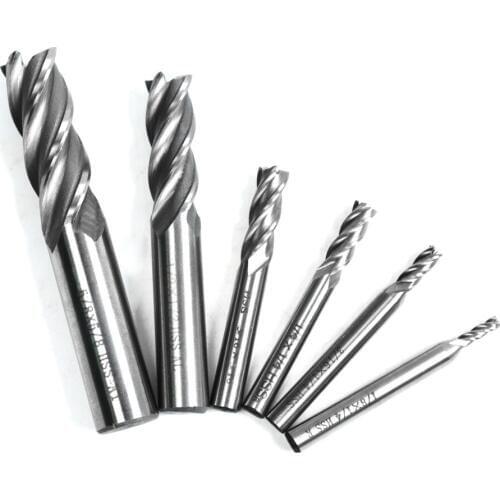 6pcs HSS CNC 4 Flutes End Mill Cutter Milling Machine Cutter Drill Bit 1/8" 5/16" 3/16" 5/8" 1/4" 1/2"