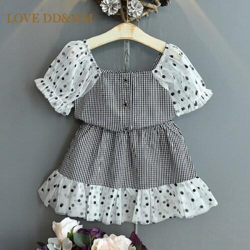 LOVE DD&MM Girls Clothes Sets Childrens Bow Top+ Plaid Mesh Dress 2pcs Clothing Set For Girl Kids Costumes