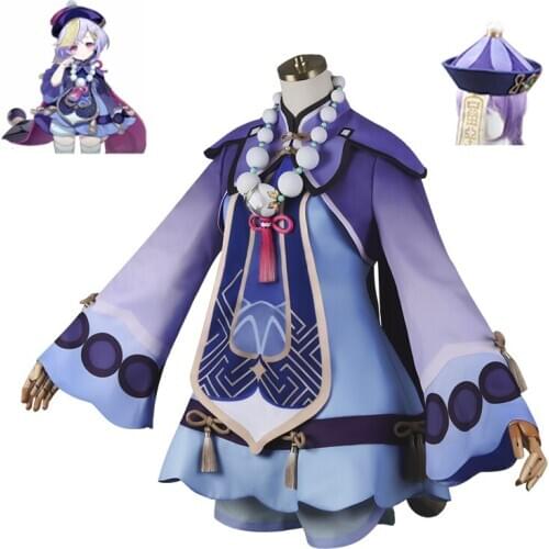 Game Genshin Impact QIQI Cosplay Costume Zombie Girl Dress Tops Pants Anime Accessories Halloween Carnival Uniforms Custom Made