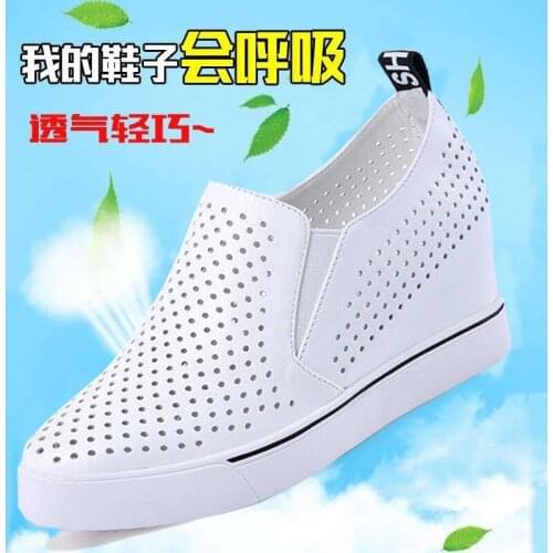 Casual Shoes Women Fashion Platform Shoes Women White Mesh Breathable Sneakers Women Black Heightening Shoes Student shoes women