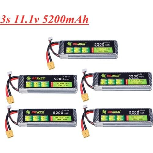 Lion Power 11.1v 5200mah Lipo Battery T/XT60 For RC Helicopter Airplanes Car Boats Toys 11.1 V 3s Lithium battery 1pcs to 5pcs