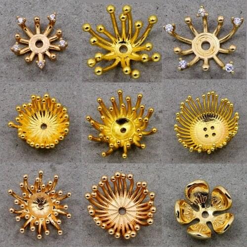 5pcs/lot Copper Flower Beads Caps Irregular Petal Flower Connectors Jewelry Accessories DIY Earrings Making Supplies
