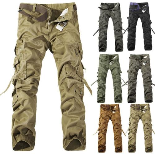 Mens Winter Cotton Army Camo Cargo Warm Combat Work Long Trousers Casual Fashion Warmth