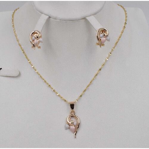 New High Quality Fashion Dubai Jewelry 3COLOR Set Gold color Wedding African Beads Jewelry necklace earrings