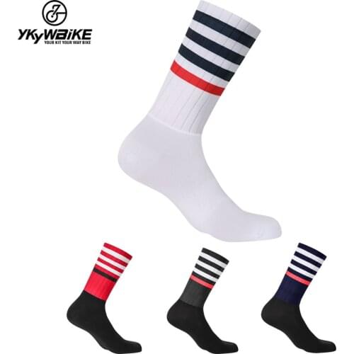 Anti Slip Silicone Aero Socks Whiteline Cycling Socks Men Bicycle Sport Running Bike Socks