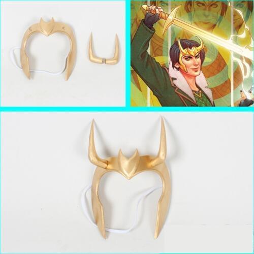 New Loki Laufeyson Loki Odinson Cosplay Horns Mask Golden Helmet Horns Headwear Hairwear Cosplay Props Accessories Halloween