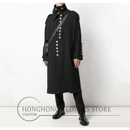 Qiu dong new style men loose trench coat youth fashion coat large size casual personality coat M-6XL
