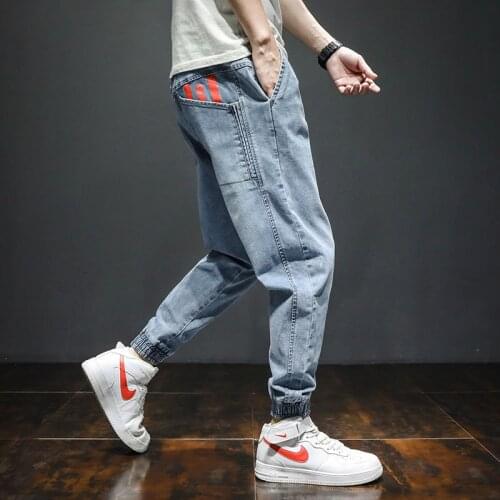 2021 Spring and Autumn New Jeans Men Popular Cargo Mens Pants Korean Fashion Harun Tie Leg Pants Mens Casual Jeans Pant