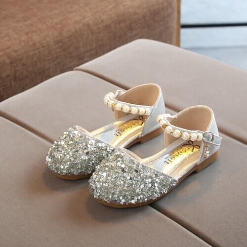 New Children Sandals Pearl Princess Girls Party Dance Shoes Baby Student Flats Kids Performance Shoes