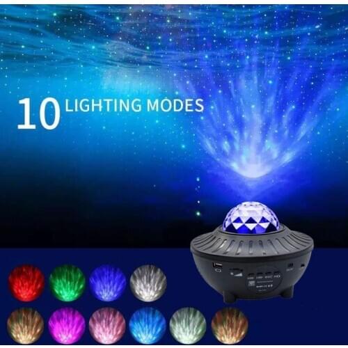 New USB Bluetooth LED Music Water Mode Flame Ocean Laser Stage Light Projector Light Interior Light Decoration Bedroom Light