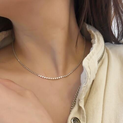 Small Metal Beads Necklace For Women Gold And Silver Color Simple Chain Choker Necklace Ladies Elegant Fashion Jewelry