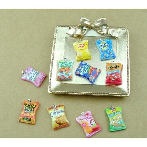 20pcs/Lot Kawaii Potato Chips Charms For Bracelets Necklace Earring Jewelry Making Pendants Handmade Dollhouse