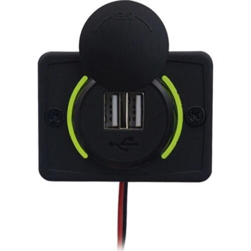 Easy Install Dual USB Charger Socket Power Outlet Waterproof Marine 3.1A LED Light for 12V/24V Car RV Boat Motorcycle Mobile