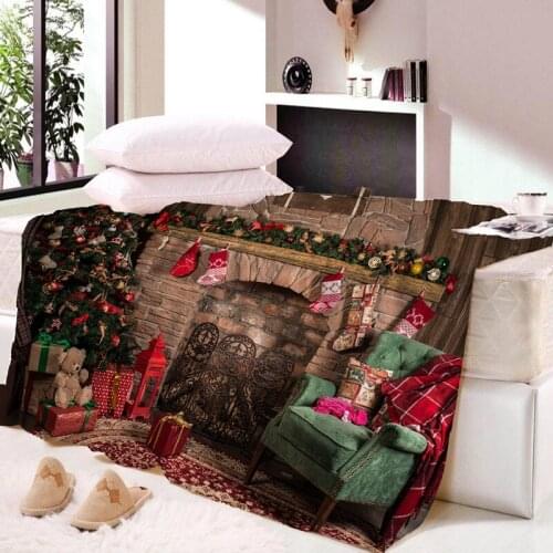 Custom Blanket Coral Fleece Christmas FireplaceThin Super Soft Art Beach Towel Throw Travel Bedspread Cartoon Beds Dropship