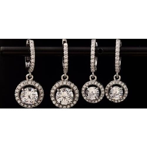 0.5-1ct Carat Moissanite Drop Earrings for Women Classic Round S925 Sterling Silver Platinum Plated Earrings Fine Jewelry