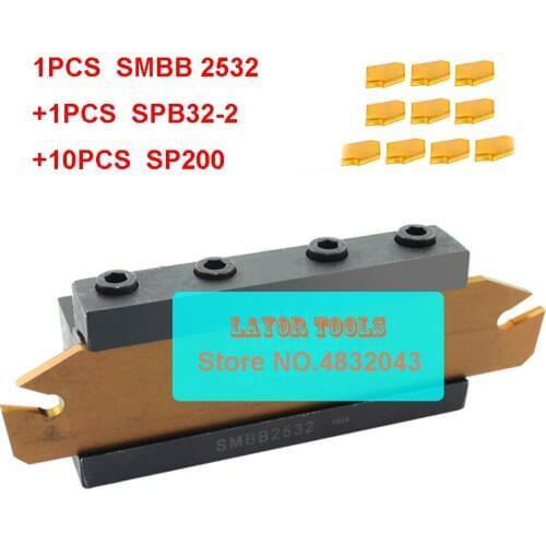 25mm petiole SPB32-2 1pcs+SMBB2532 1pcs+ SP200 NC3020/NC3030 10pcs=12pcs/set NC3020/NC3030 Machining steel CNC lathe tool