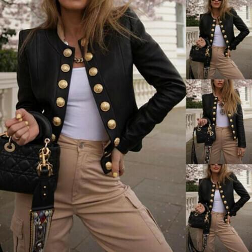 Spring Winter Women Blazer Suit Slim Jacket Casual Long Sleeve Buttons Cardigan Coat Outwear Tops
