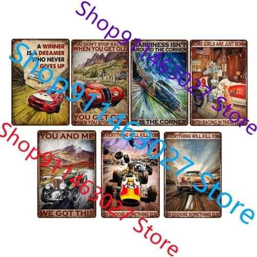 Vintage Racing Car Tin Signs Iron Painting Wall Decor Art Wall Plate Poster Wall Plaque