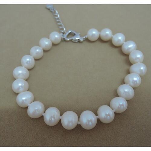 High quality BRACELET made of 100% NATURE FRESHWATER PEARL BRACELET-AAA PEARL-HEART CLASP