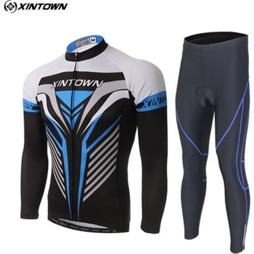 XINTOWN Team Cycling Jerseys Autumn Long Sleeve Cycling Set Ropa Ciclismo Bike MTB Clothing Bib Pants Suit 3D Gel Pad