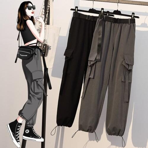Large size womens clothing 2021 summer new fat sister ice thin overalls 200kg leisure sports pants summer
