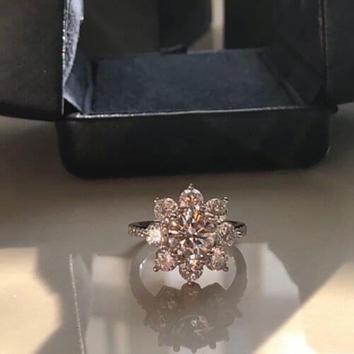 Popular Brands Pure 925 Sterling Silver Womens Jewelry Top Quality Ring Silver Wedding Flower Ring Engagement Flower Ring