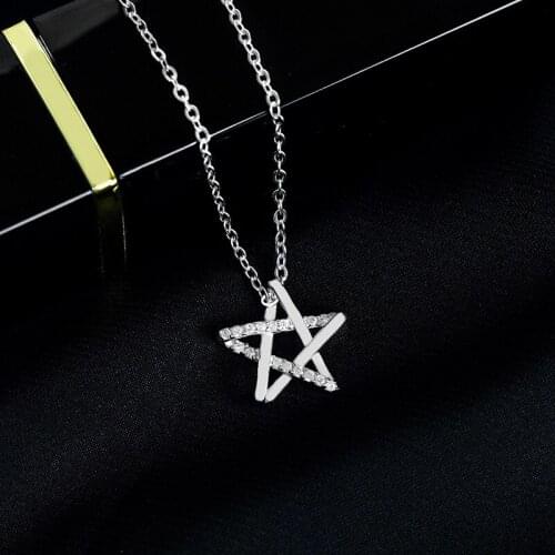 Silver Gold Color Star Party Womens Pendant Necklace Fashion Female Choker Necklaces Jewelry Ladies Pentagon-Star Jewelry Gifts