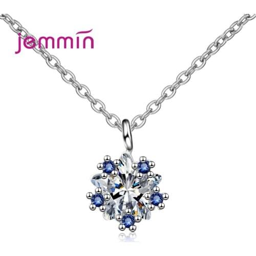 New Statement Fashion 925 Sterling Silver Cubic Zircon Necklace Jewelry Women Wedding Shiny Metal Chain Joyas Birthday Gift